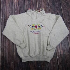 Cityscape Womens Size Medium Gray Floral Mock Neck 1/4 Zip Sweater Butchart
